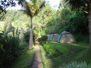 Camping on the shore of lake Bunyoni